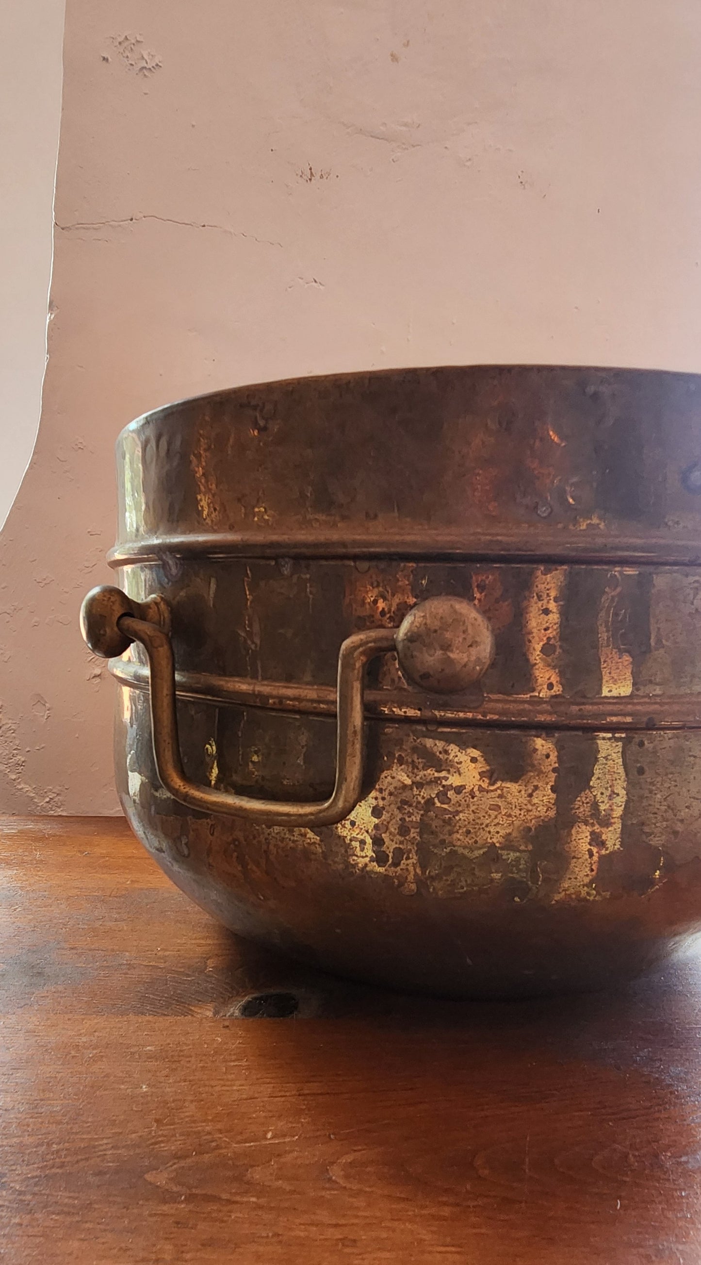 Large Vintage Brass Handled Pot