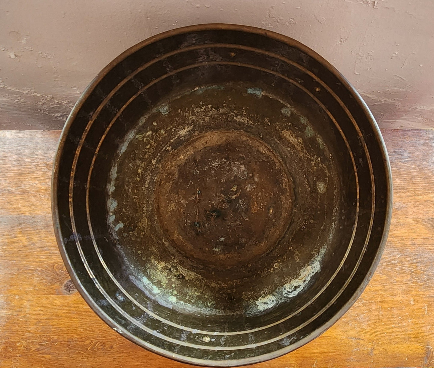 Large Vintage Brass Handled Pot