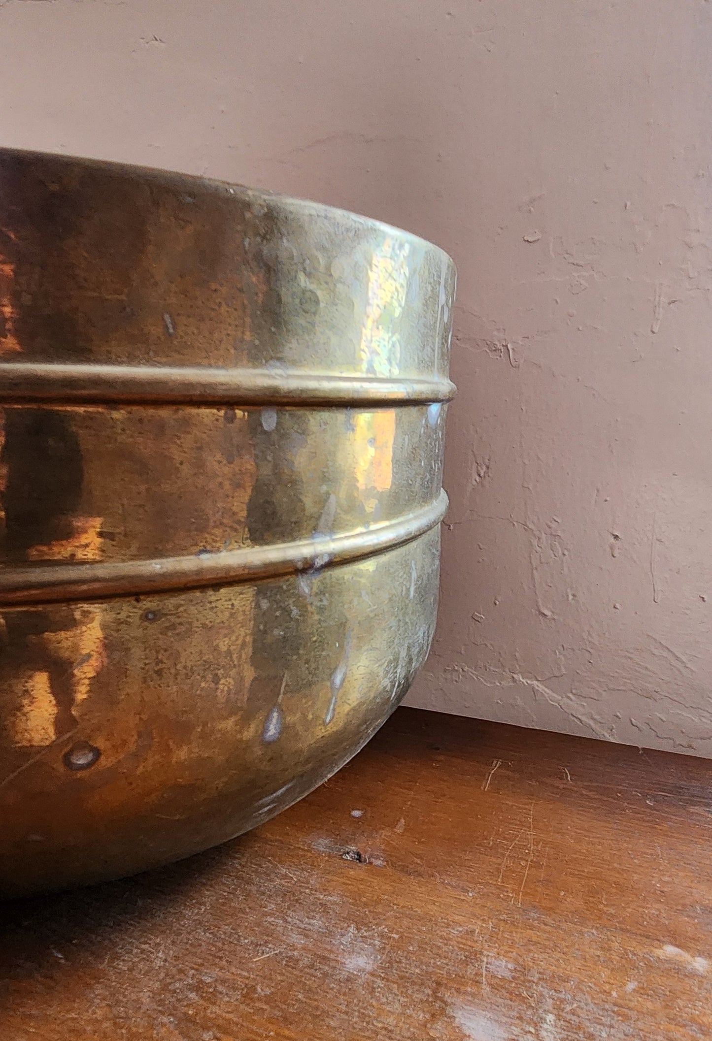 Large Vintage Brass Handled Pot