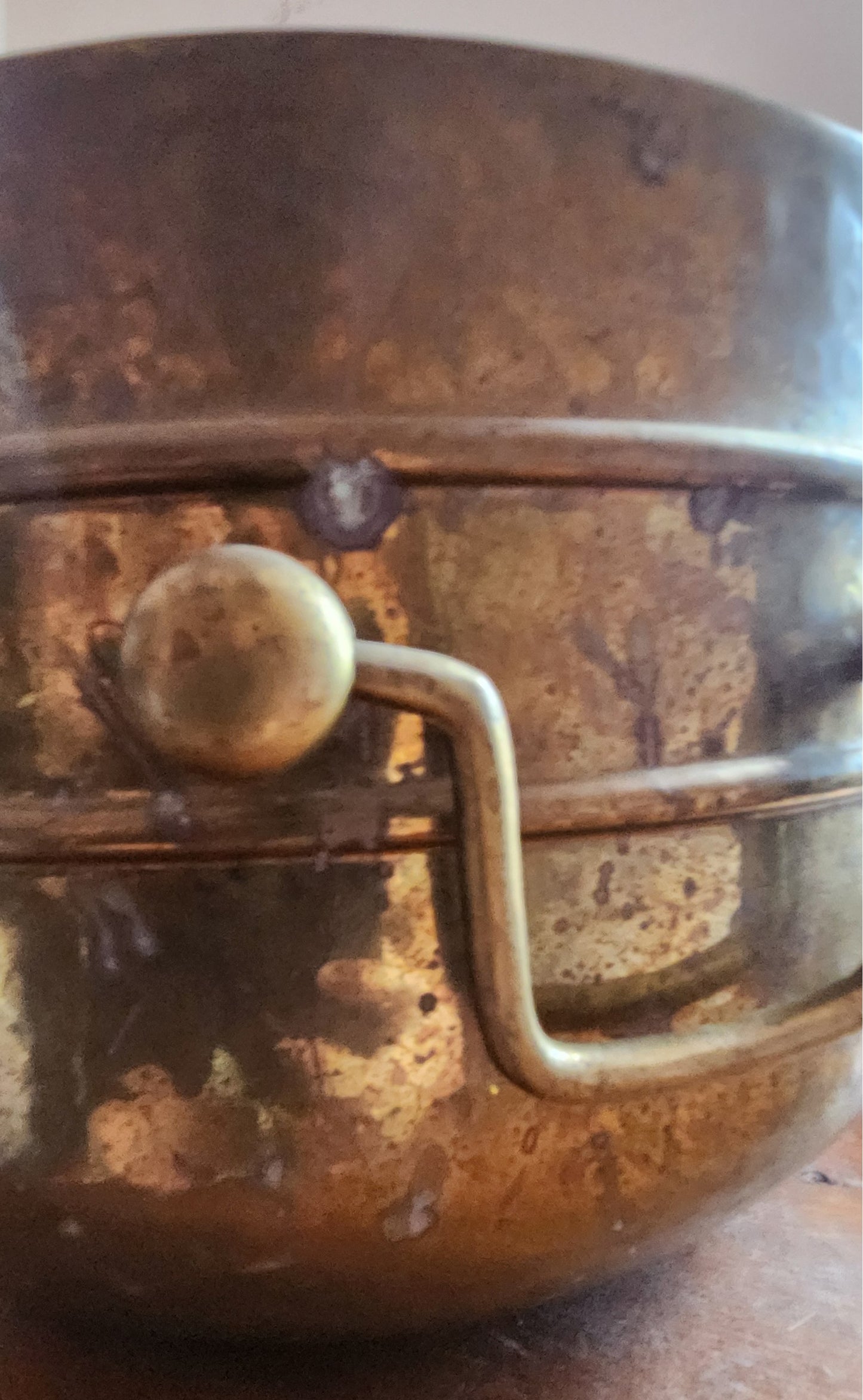 Large Vintage Brass Handled Pot
