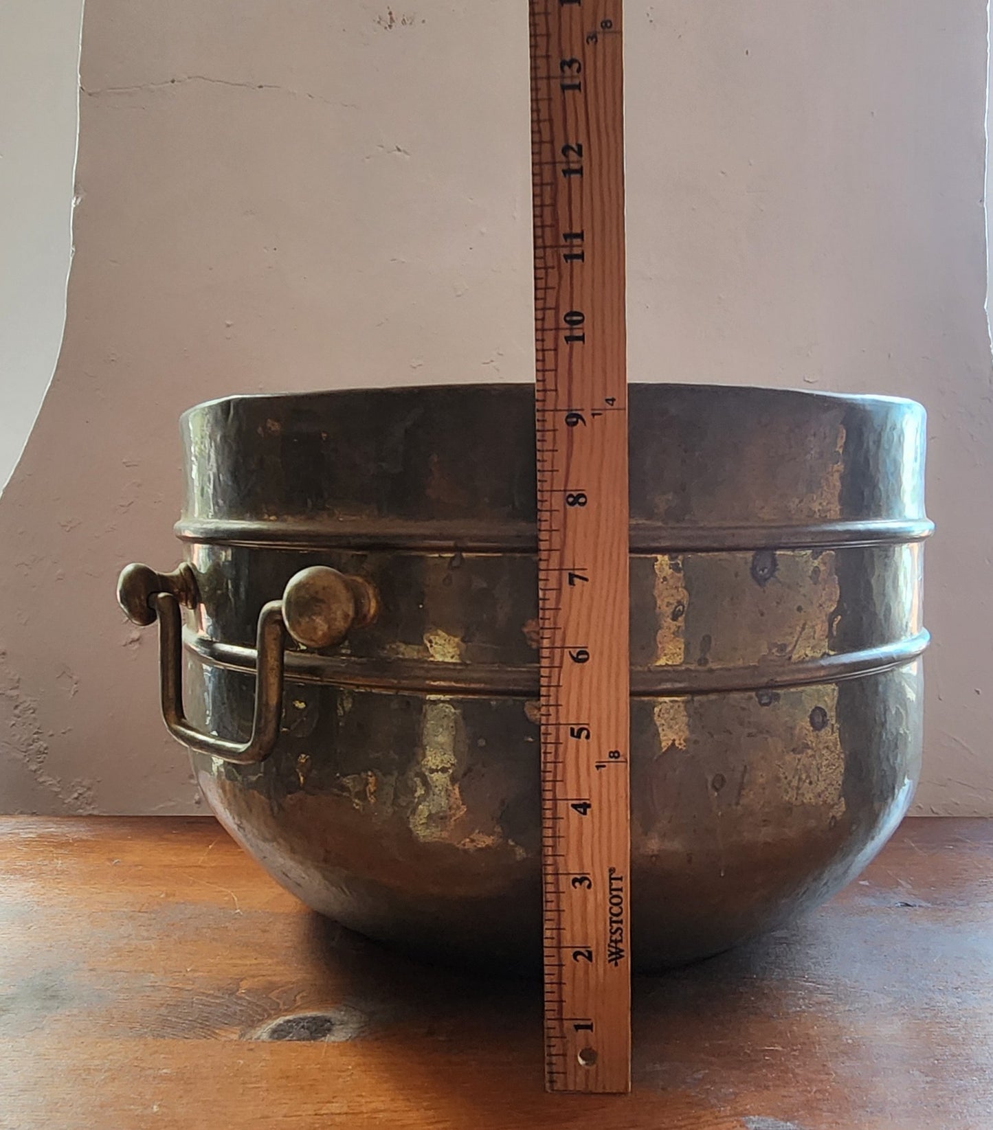 Large Vintage Brass Handled Pot