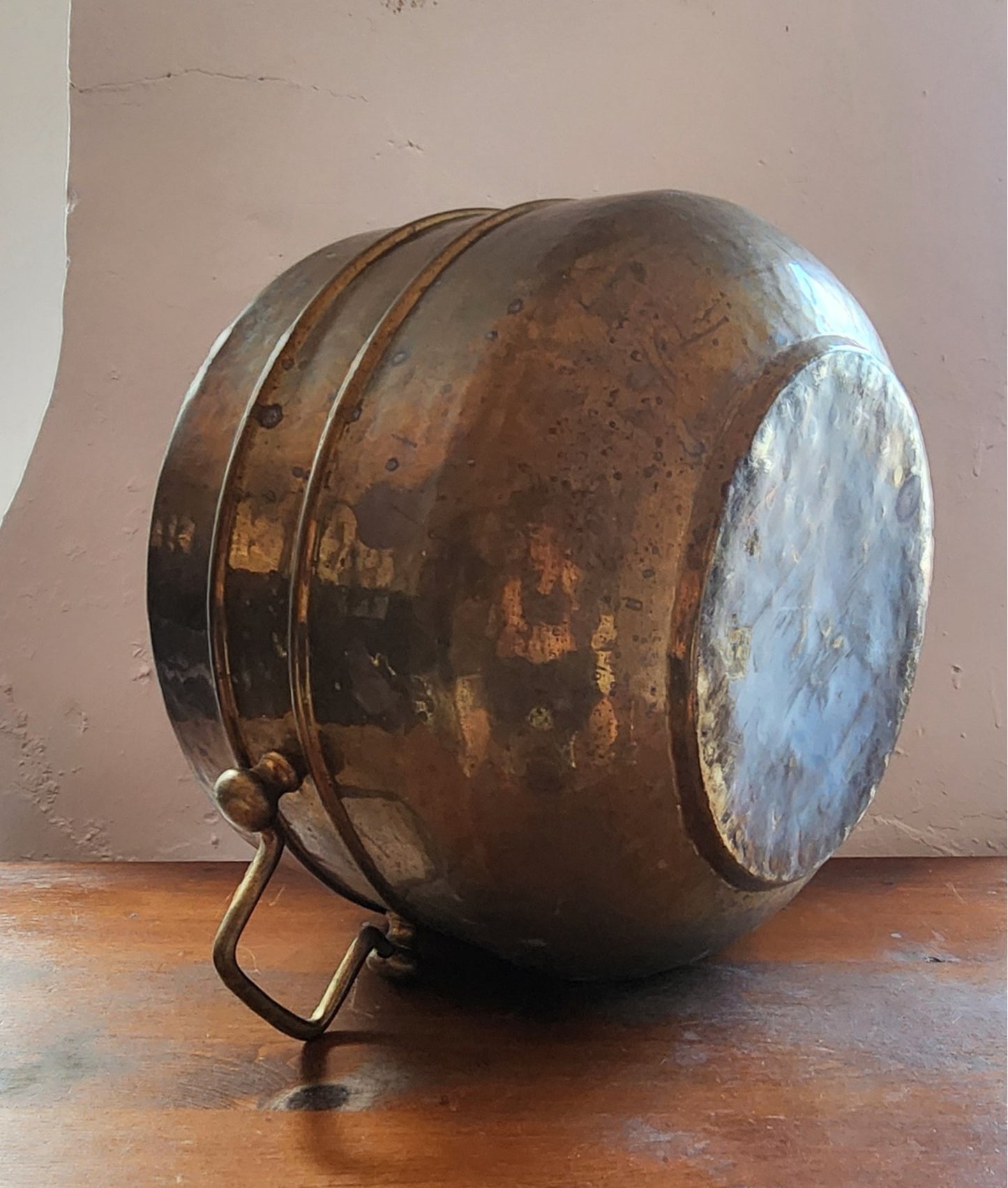 Large Vintage Brass Handled Pot