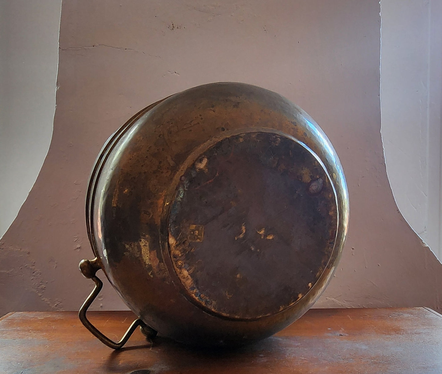 Large Vintage Brass Handled Pot