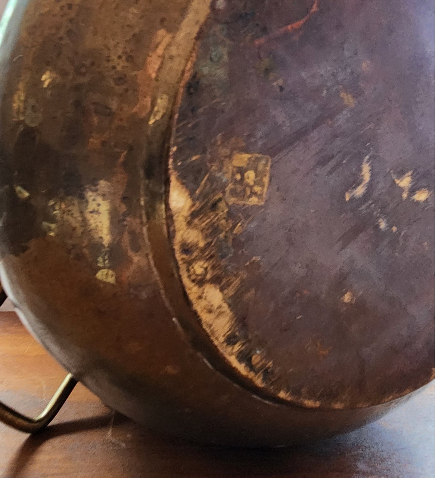 Large Vintage Brass Handled Pot