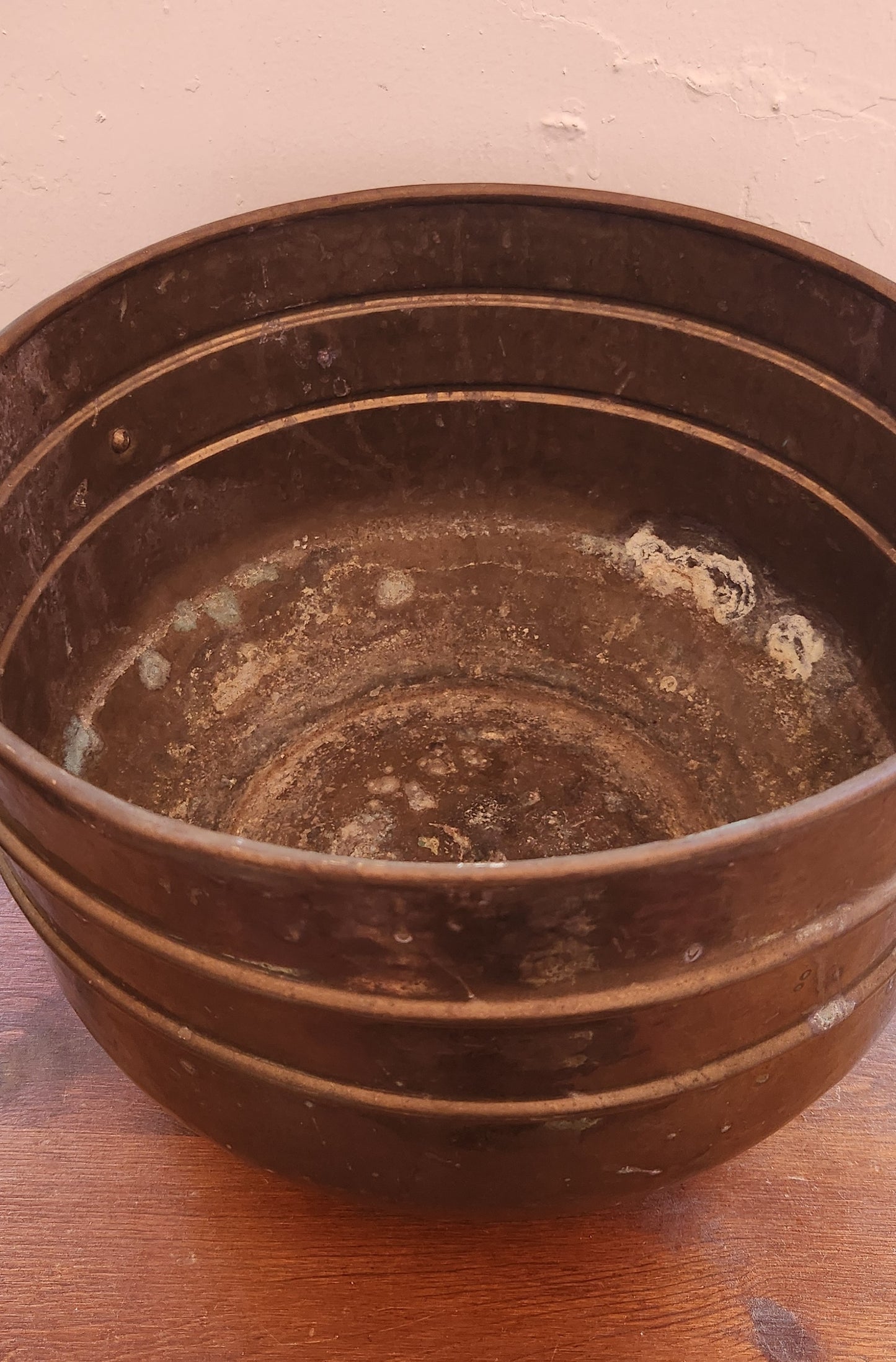 Large Vintage Brass Handled Pot