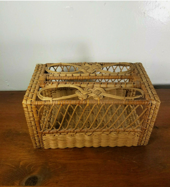Wicker Rattan Tissue Box Cover